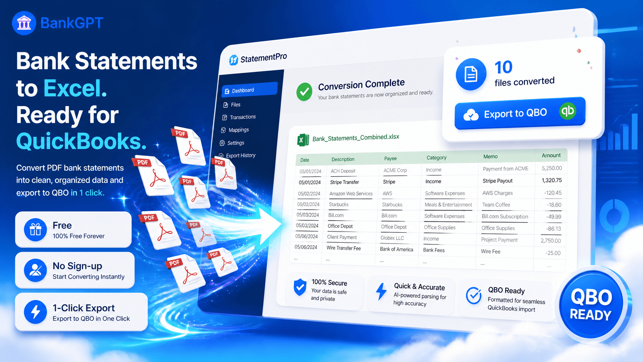 How to Convert a Bank Statement to QBO for QuickBooks - Free, No Sign-up