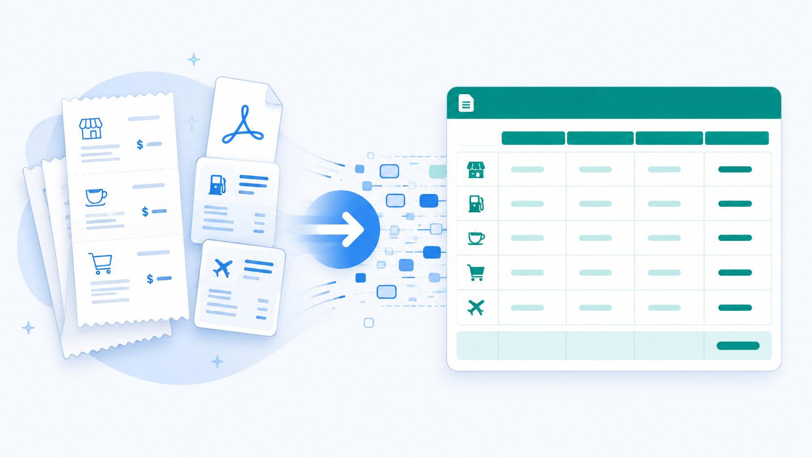 Online Receipt Scanner converts receipt PDFs into structured spreadsheet data
