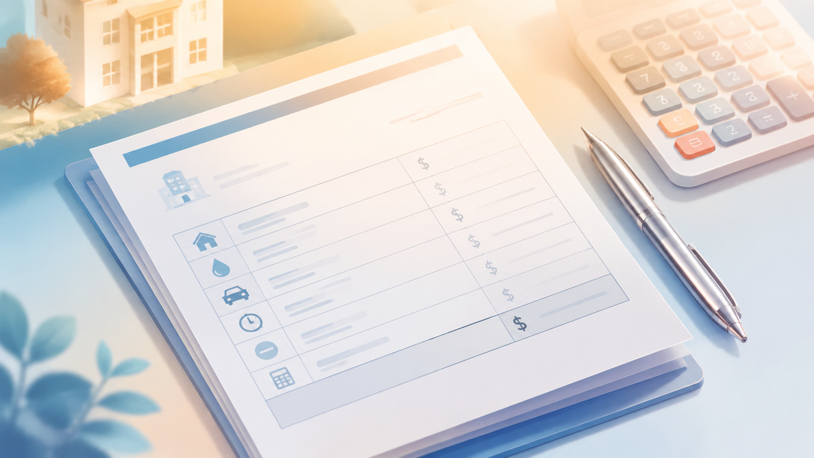 Rent invoice line items for rent, utilities, parking, and balance due